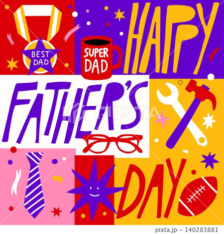 Playful Fathers Day Typography Poster Design Playful Fathers Day Typography Poster Design 140283881