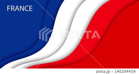 Paper cut flag of France, 3d papercut 14 July national holiday banner. Layered tricolor French flag with flowing blue, white, red waves, evoking pride and celebration for Bastille Day patriotic event Paper cut flag of France, 3d papercut 14 July national holiday banner. Layered tricolor French flag with flowing blue, white, red waves, evoking pride and celebration for Bastille Day patriotic event 140284439
