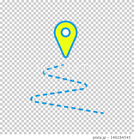 帶有地圖圖釘和虛線的簡單圖示。 140284545