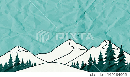Retro Mountain Landscape with Grunge Texture Retro Mountain Landscape with Grunge Texture 140284966