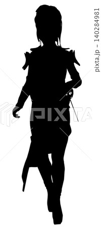 Silhouette of Fantasy Warrior Woman with Sword Silhouette of Fantasy Warrior Woman with Sword 140284981