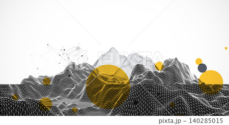 Abstract art wireframe background. Modern science or technology art elements. Surface illustration. Abstract art wireframe background. Modern science or technology art elements. Surface illustration. 140285015