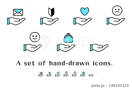 二色カラーの手描きのアイコンセット 140285329