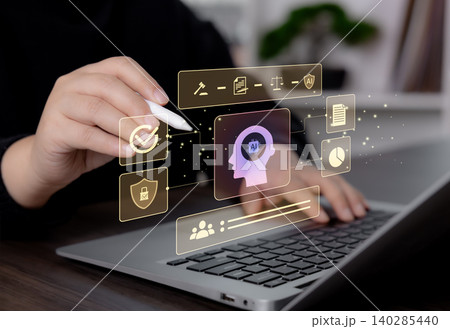 AI Compliance Dashboard and Responsible Governance Concept AI Compliance Dashboard and Responsible Governance Concept 140285440
