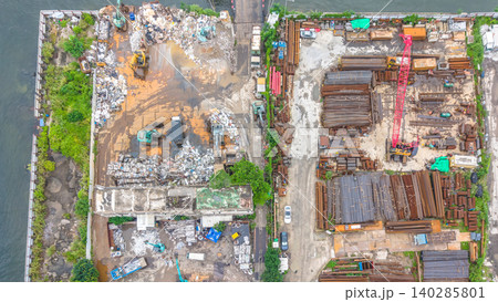 June 7 2026 Hong Kong. Kwun Tong Tsai Wan scrapyard construction industrial site June 7 2026 Hong Kong. Kwun Tong Tsai Wan scrapyard construction industrial site 140285801