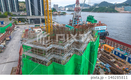 June 7 2026 Hong Kong. Yau Tong construction site aerial 140285811