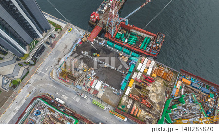 June 7 2026 Hong Kong. Yau Tong construction site aerial June 7 2026 Hong Kong. Yau Tong construction site aerial 140285820