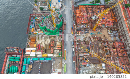 June 7 2026 Hong Kong. Yau Tong construction site aerial 140285821