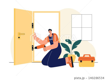 Home Renovation Services Illustration Featuring House Remodeling, Interior Improvement, Construction Workers, Repair Maintenance, and Home Upgrade Home Renovation Services Illustration Featuring House Remodeling, Interior Improvement, Construction Workers, Repair Maintenance, and Home Upgrade 140286534