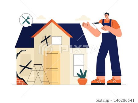Home Renovation Services Illustration Featuring House Remodeling, Interior Improvement, Construction Workers, Repair Maintenance, and Home Upgrade Home Renovation Services Illustration Featuring House Remodeling, Interior Improvement, Construction Workers, Repair Maintenance, and Home Upgrade 140286541