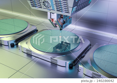 Robotic arms with silicon wafers for semiconductor manufacturing Robotic arms with silicon wafers for semiconductor manufacturing 140286642