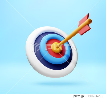 3D target with arrow hitting center. 3D target with arrow hitting center. 140286735