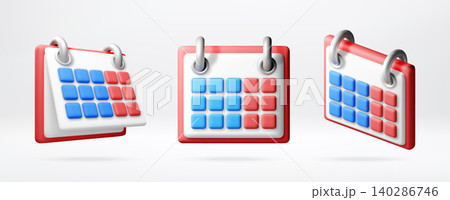 Set of 3d calendar icons Set of 3d calendar icons 140286746