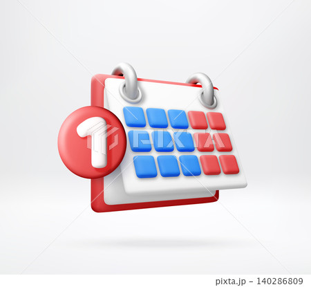 3d calendar with number one notification bubble 140286809