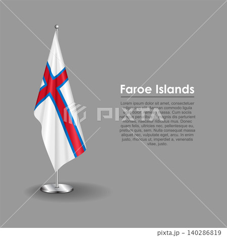 Faroe Islands national flag on a metallic vertical stand. Vector illustration. Faroe Islands national flag on a metallic vertical stand. Vector illustration. 140286819