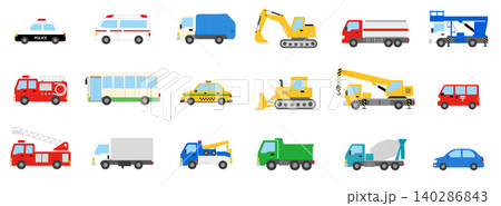 働く車18種類のイラストセット 働く車18種類のイラストセット 140286843