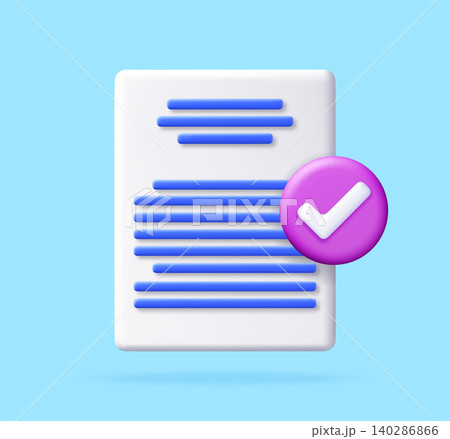 3d document with check mark. 3d document with check mark. 140286866