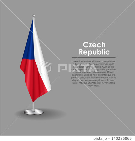 Czech national flag on a metallic vertical stand. Vector illustration. Czech national flag on a metallic vertical stand. Vector illustration. 140286869