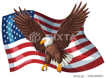 Majestic Eagle with American Flag Background 140286963