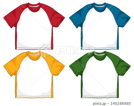 Colorful Raglan T-Shirts Vector Illustration Colorful Raglan T-Shirts Vector Illustration 140286980