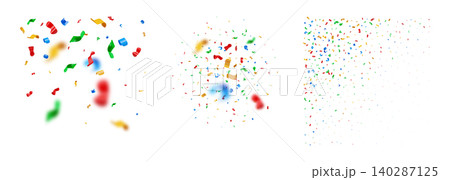3D Set of falling multicolored party confetti 140287125