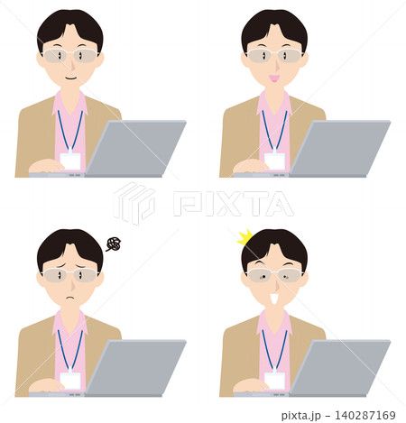 ノートPCと男性SE① 140287169