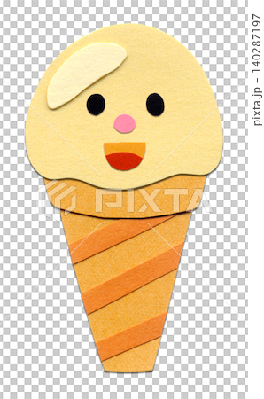 Cute vanilla ice cream character collage illustration Cute vanilla ice cream character collage illustration 140287197