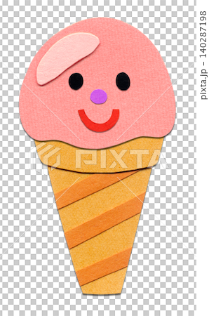 かわいいいちごアイスキャラクターの貼り絵イラスト かわいいいちごアイスキャラクターの貼り絵イラスト 140287198