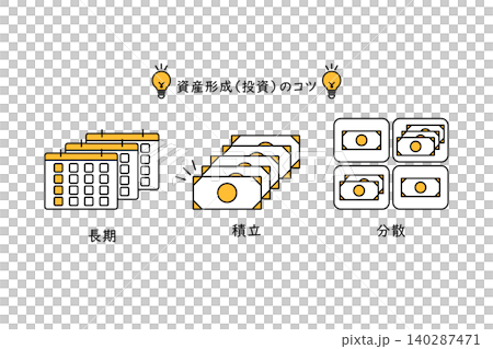 圖示說明了長期、定期和多元化投資的關鍵原則,這些原則對於財富累積、資產管理和投資至關重要。 圖示說明了長期、定期和多元化投資的關鍵原則,這些原則對於財富累積、資產管理和投資至關重要。 140287471