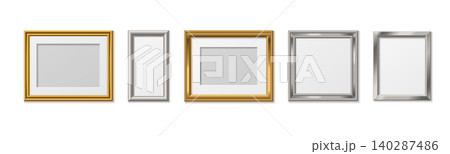 Elegant gold frames with wooden or metal borders 140287486