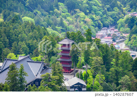 【日蓮宗総本山】ゴンドラより久遠寺方面を望む【身延山ロープウェイ】 【日蓮宗総本山】ゴンドラより久遠寺方面を望む【身延山ロープウェイ】 140287607