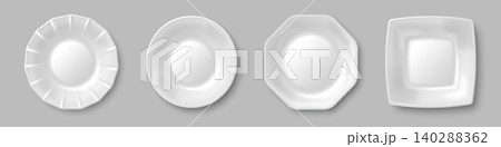 Empty white plates of different shape 140288362
