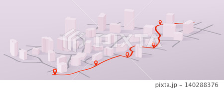 3D isometric city map, gps marks for navigation 140288376