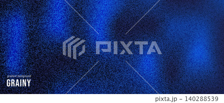 Deep blue and navy grainy gradient with blurred glowing spots for presentation. Dark blue blobs and soft grain float over a navy night sky. Vector gradation backdrop with universe winter card mood 140288539