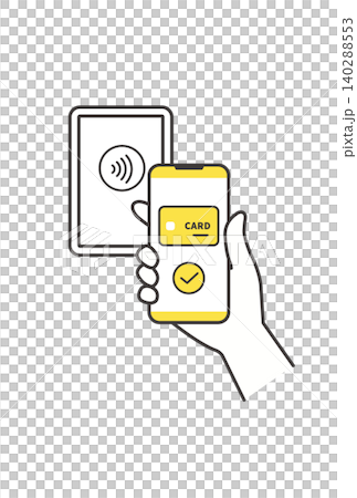 Contactless cashless payment icon using smartphone and card Contactless cashless payment icon using smartphone and card 140288553