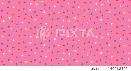 Polka dot pink seamless pattern confetti sprinkles. Birthday celebration background. Vector illustration childish doodles spots. Fun design for baby parties, bakery kid candy themes 140288591