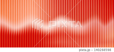 Warm ribbed orange gradient wall in corrugated glass light effect. Red coral on ribbed surface with glassmorphism and red wavy texture. Abstract vector background with premium fractal lines 140288598