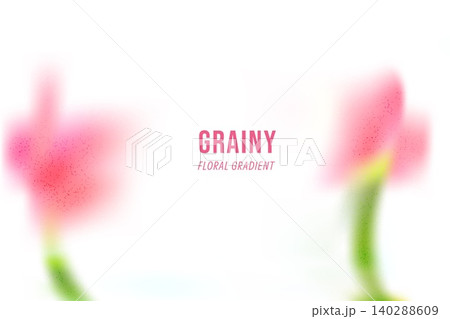 Abstract flower silhouette and gentle haze for spring card and book cover. Grainy pink bloom on soft beige background with gradation glow. Vector abstract flowers backdrop with ethereal floral vibe 140288609