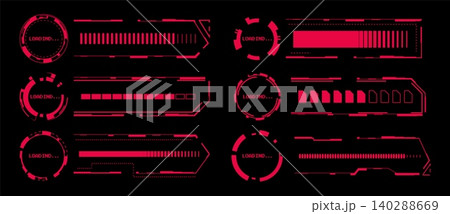 Futuristic HUD interface with loading indicators 140288669