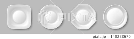 Empty white plates of different shape Empty white plates of different shape 140288670