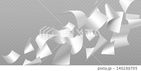 Flying paper sheets on transparent background 140288705