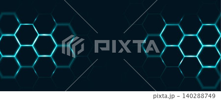 Abstract hexagon pattern with glowing neon lights 140288749