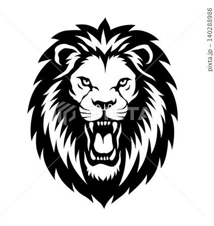 Angry roaring lion head icon, vector silhouette, shows power and strength Angry roaring lion head icon, vector silhouette, shows power and strength 140288986