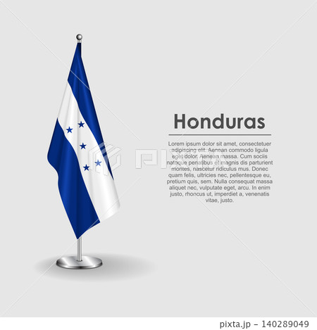 Honduras national flag on a metallic vertical stand. Vector illustration. Honduras national flag on a metallic vertical stand. Vector illustration. 140289049