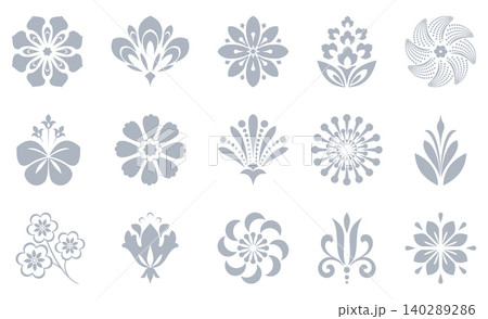 Flower icons set. Isolated elements for design. Vector graphics. Flower collection 140289286