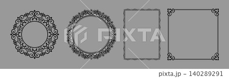 Set of decorative frames Elegant vector element for design in Eastern style, place for text. Floral black and gray frames. Lace illustration for invitations and greeting cards Set of decorative frames Elegant vector element for design in Eastern style, place for text. Floral black and gray frames. Lace illustration for invitations and greeting cards 140289291
