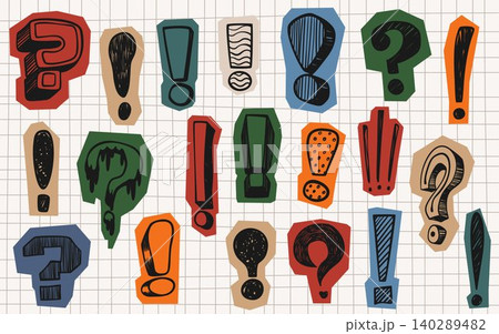 Scrapbook set of question and exclamation marks 140289482