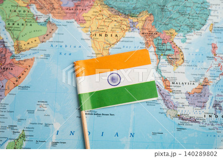 Bangkok, Thailand November, 2024 India flag on world map. Bangkok, Thailand November, 2024 India flag on world map. 140289802