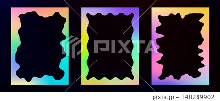 Abstract rainbow scalloped frames set on black Abstract rainbow scalloped frames set on black 140289902