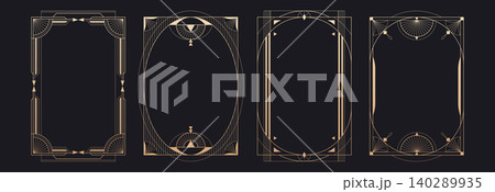 Luxury art deco frames with geometric gold lines 140289935
